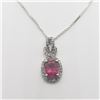Image 1 : SILVER CREATED RUBY 18" DIAMOND NECKLACE