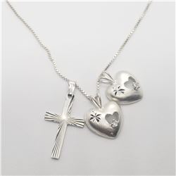 SILVER 3 PENDENT 18"  NECKLACE