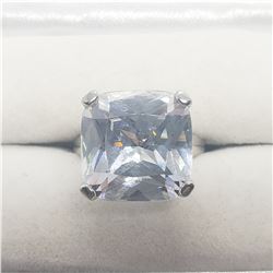 SILVER BIG CZ  RING (~SIZE 6.75)