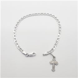 SILVER WITH CROSS 7.5"  BRACELET