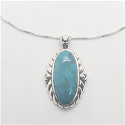 SILVER TURQUOISE 18"  NECKLACE