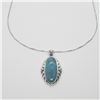Image 2 : SILVER TURQUOISE 18"  NECKLACE