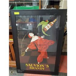 SAUVION'S BRANDY ADVERTISING POSTER 29" X 41"