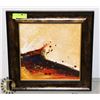 Image 1 : WOOD FRAMED ABSTRACT PICTURE (17"X17") -