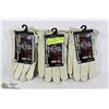 Image 1 : THREE PAIR LEATHER FLEECE LINED WORK GLOVES SIZE S