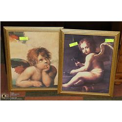 SET OF TWO CUPID FRAMED PICTURES, 18 X 23