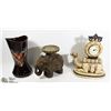 Image 1 : LARGE CAMEL CLOCK & ELEPHANT CANDLE HOLDER &