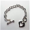 Image 1 : 3)  SILVER TONED CHAIN BRACELET WITH HEART