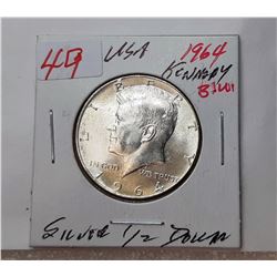 21)  USA 1964 KENNEDY 1/2 DOLLAR COIN