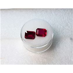 19)  LOT OF 2 MATCHED EMERALD CUT