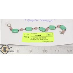 STERLING SILVER .925 ROSE QUARTZ/GASPEITE BRACELET