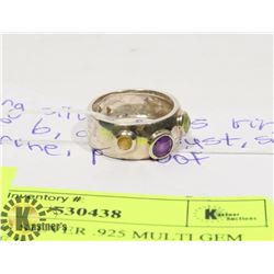 STERLING SILVER .925 MULTI GEM RING SIZE 6