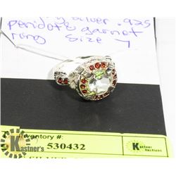 STERLING SILVER .925 PERIDOT/GARNET RING SIZE 7