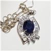 Image 2 : SILVER SAPPHIRE CUBIC ZIRCONIA  NECKLACE