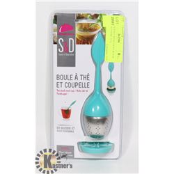 NEW TEA BALL WITH SAUCER FOR STEEPING LOOSE TEA