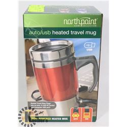 NEW AUTO 12V/ USB HEATED TRAVEL MUG