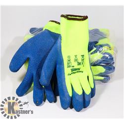 12 PAIRS OF COATED WINTER LINED WORK GLOVES