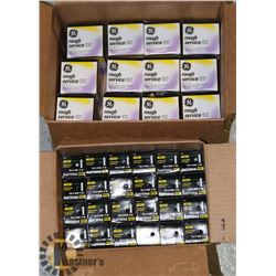 BOX OF 12 ROUGH SERVICEBULBS & 24 18W PHILLIPS