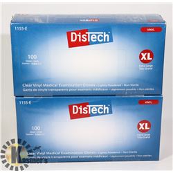 TWO BOXES OF DISTECH CLEAR VINYL MEDICAL EXAM