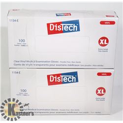 TWO BOXES OF DISTECH CLEAR VINYL MEDICAL EXAM