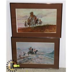 2 FRAMED & MATTED ARTWORKS BY C M RUSSELL