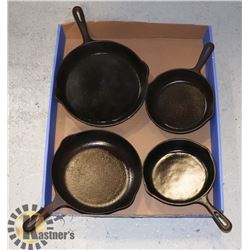 4 ANTIQUE CAST IRON SKILLETS