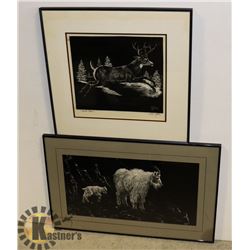 TWO ESTATE FRAMED PRINTS