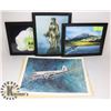 Image 1 : 3 FRAMED PICTURES AND SET OF VINTAGE CP AIRPLANE