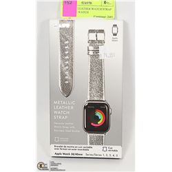 METALLIC LEATHER WATCH STRAP FOR APPLE WATCH