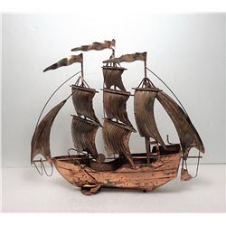 9) COPPER SPANISH GALLEON SAILING SHIP