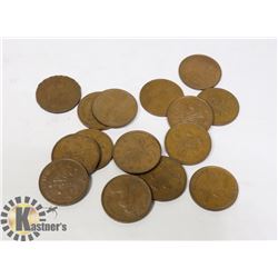 LOT OF BRITISH 2 PENCE PIECES (16)