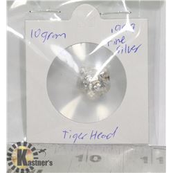 10 GRAM .999 FINE SILVER TIGER HEAD BAR
