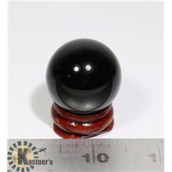 #104-BLACK OBSIDIAN SPHERE BALL 30.0mm + STAND