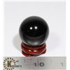 Image 1 : #104-BLACK OBSIDIAN SPHERE BALL 30.0mm + STAND