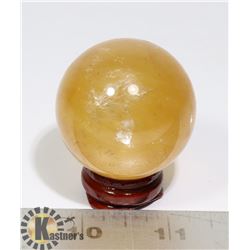#100-YELLOW CITRINE SPHERE BALL 41.8mm + STAND