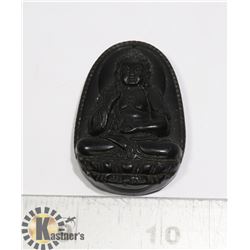 #200-BLACK OBSIDIAN BUDDHIST PENDANT 31.22g