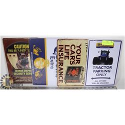 LOT OF 5 NEW TIN SIGNS
