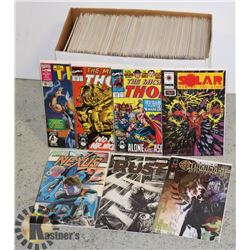 SHORT BOX WITH 150 VARIOUS COMICS BAGGED & BOARDED