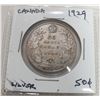 Image 1 : 1929 CANADIAN SILVER 50 CENT COIN.