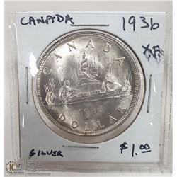 1936 CANADIAN SILVER DOLLR COIN.