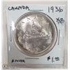 Image 1 : 1936 CANADIAN SILVER DOLLR COIN.