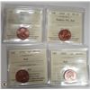 Image 1 : LOT OF 4  ICCS GRADED CANADIAN ONE CENT COINS.