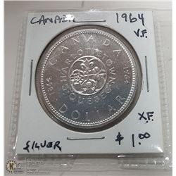 1964 CANADIAN SILVER DOLLAR COIN.