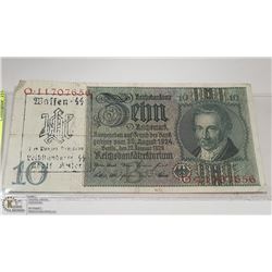 GERMAN  WW2 NAZI WAFFEN SS  BANKNOTE