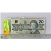 Image 1 : 1991 CAD $20 DOLLAR BILL LIBRARY OF PARLIAMENT