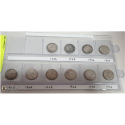 CANADIAN SILVER DIMES (10)