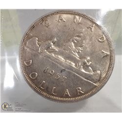 CANADA 1957 SILVER ONE DOLLAR COIN