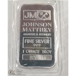 1 TROY OUNCE .999 SILVER BAR J.M