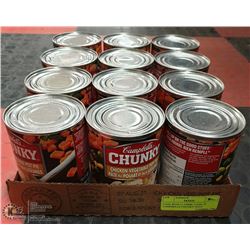 CASE WITH 12 540ML CANS OF CAMPBELLS CHUNKY SOUP