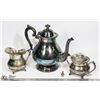 Image 1 : SILVER PLATED TEA POT, HBC CREAMER AND SUGAR